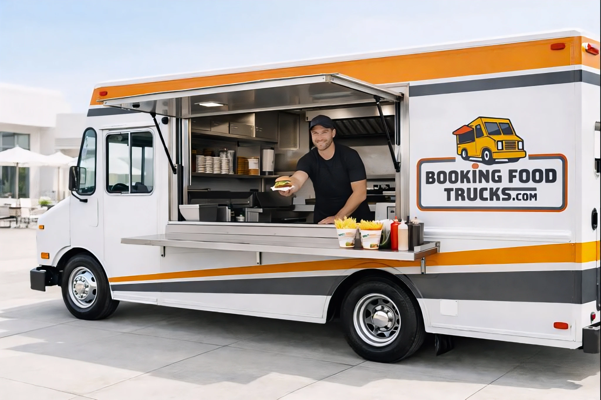Gourmet burger food truck catering a corporate event in Willowbrook, Alabama.